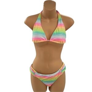 Victoria’s Secret Colorful Striped Two Piece Swim… - image 1